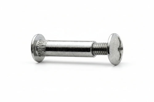 Viti Di Giunzione Per Mobili In Acciaio Nichelato- - Ø Mm.8X38H. - Testa Ø Mm.14 - Vite Ø.Mm.6X13 Ma - 200 Pezzi