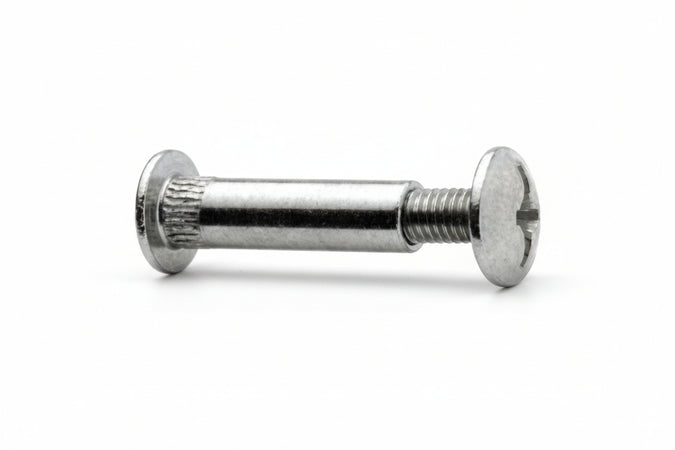 Viti Di Giunzione Per Mobili In Acciaio Nichelato- - Ø Mm.8X38H. - Testa Ø Mm.14 - Vite Ø.Mm.6X13 Ma - 200 Pezzi