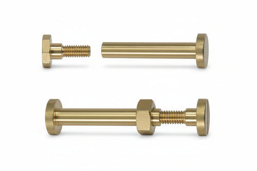 Viti A Cannocchiale In Ottone- - Ø Mm.6X35H. - Testa Ø Mm.12 - Vite Ø.Mm.5X11 Ma - 25 Pezzi