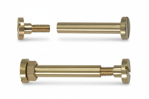 Viti A Cannocchiale In Ottone- - Ø Mm.6X60H. - Testa Ø Mm.12 - Vite Ø.Mm.5X11 Ma - 10 Pezzi