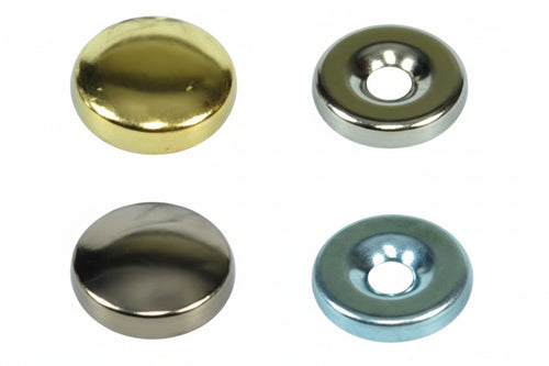 Borchie Copriviti Bombate- - Ø Mm.14 Ottone Nichelato - 200 Pezzi