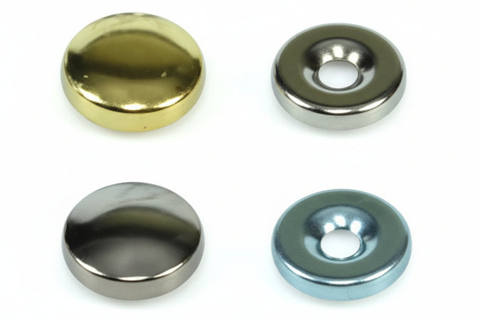 Borchie Copriviti Bombate- - Ø Mm.16 Ottone Nichelato - 200 Pezzi