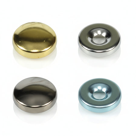 Borchie Copriviti Bombate- - Ø Mm.20 Ottone Nichelato - 200 Pezzi