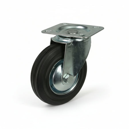 Ruote Industriali In Gomma Con Piastra Girevole Ø Mm.125 Piastra Mm.115X85 Quality