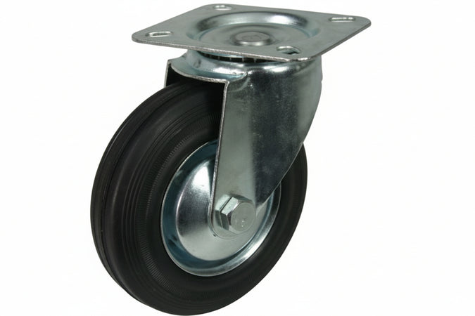 Ruote Industriali In Gomma Con Piastra Girevole Ø Mm.200 Piastra Mm.135X105 Quality