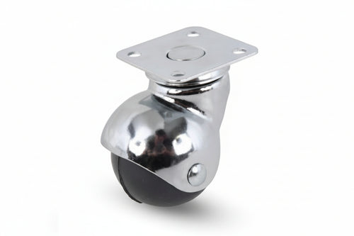 Ruote Sferiche In Gomma Con Piastra Girevole165- - Ø Mm.50 Piastra Mm.47X47 Mm.68H. Port. Kg.40 - 4 Pezzi Avo