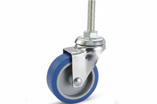 Ruote A Forcella In Gomma Blu Sintetica Con Perno 221B- - Ø Mm.40X18 Perno Ø Mm.8X30 Mm.56H. Port. Kg.15 - 4 Pezzi Avo