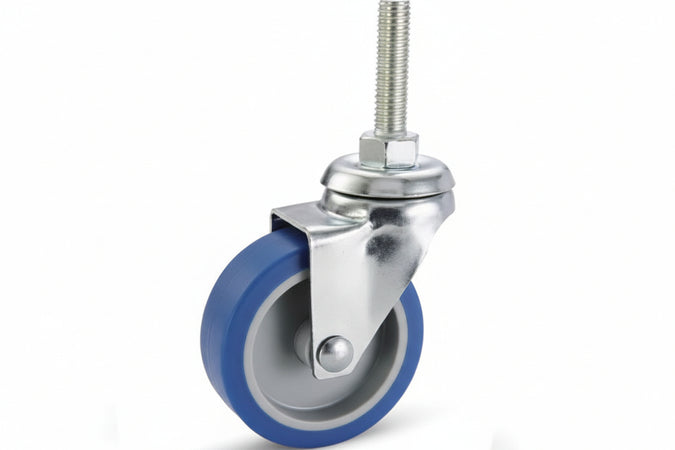 Ruote A Forcella In Gomma Blu Sintetica Con Perno 221B- - Ø Mm.40X18 Perno Ø Mm.8X30 Mm.56H. Port. Kg.15 - 4 Pezzi Avo