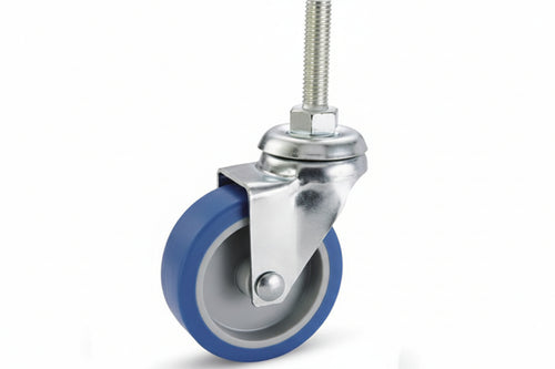 Ruote A Forcella In Gomma Blu Sintetica Con Perno 221B- - Ø Mm.50X18 Perno Ø Mm.8X30 Mm.66H. Port. Kg.20 - 4 Pezzi Avo