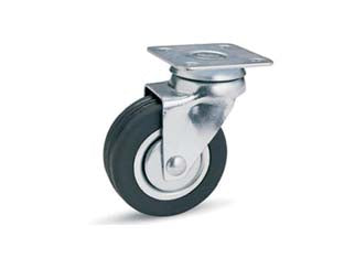 Ruote A Forcella In Gomma Con Piastra Girevole 160- - Ø Mm.40X18 Piastra Mm.40X40 Mm.56H. Port. Kg.20 - 4 Pezzi Avo