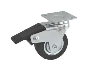 Ruote A Forcella In Gomma Con Piastra Girevole E Freno 160Bis- - Ø Mm.50X18 Piastra Mm.40X40 Mm.66H. Port. Kg.30 - 4 Pezzi Avo