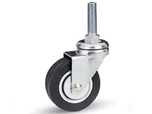 Ruote A Forcella In Gomma Con Perno 160B- - Ø Mm.50X18 Perno Ø Mm.8X30 Mm.66H. Port. Kg.30 - 4 Pezzi Avo