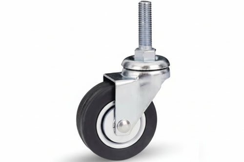 Ruote A Forcella In Gomma Con Perno 160B- - Ø Mm.50X18 Perno Ø Mm.8X30 Mm.66H. Port. Kg.30 - 4 Pezzi Avo