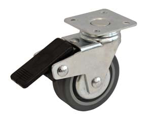 Ruote In Gomma Con Piastra Girevole Dischi Parafili E Freno 220Bisp- - Ø Mm.60X23 Piastra Mm.60X60 Mm.88H. Port. Kg.50 - 4 Pezzi Avo