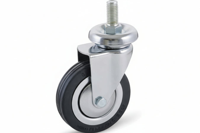 Ruote A Forcella In Gomma Con Perno 155B- - Ø Mm.60X23 Perno Ø Mm.10X30 Mm.93H. Port. Kg.60 - 4 Pezzi Avo