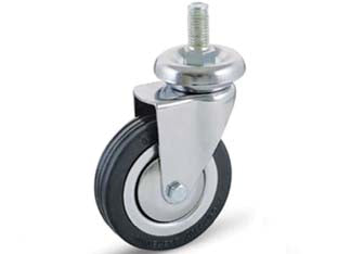 Ruote A Forcella In Gomma Con Perno 155B- - Ø Mm.100X24 Perno Ø Mm.12X30 Mm.139H. P. Kg.80 - 4 Pezzi Avo