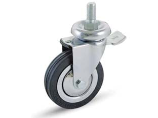 Ruote A Forcella In Gomma Con Perno E Freno 155Bisb Ø Mm.100X24 Perno Ø Mm.12X30 Mm.139H. P. Kg.80 Avo