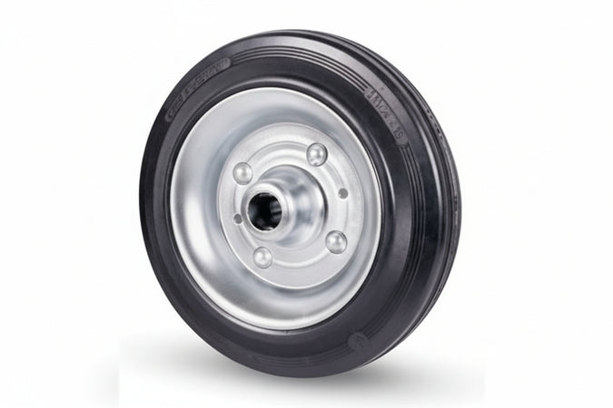 Ruote Industriali In Gomma 112 Ø Mm.140X37,5 Foro Ø Mm.15 Port. Kg.115 Avo