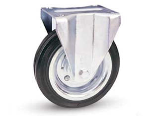 Ruote Industriali In Gomma Con Piastra Fissa 80A- - Ø Mm.80X25 Piastra Mm.100X85 - 108H. Port. Kg.50 - 2 Pezzi Avo