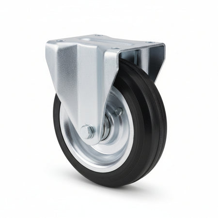 Ruote Industriali In Gomma Con Piastra Fissa 80A Ø Mm.100X30 Piastra Mm.100X85 128H. P. Kg.70 Avo