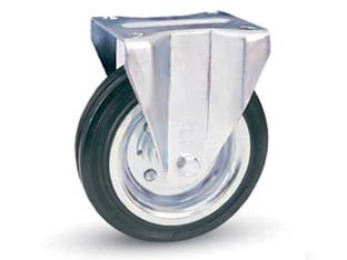 Ruote Industriali In Gomma Con Piastra Fissa 80Sea Ø Mm.125X37,5 Piastra Mm.115X85 155H. P. Kg.100 Avo