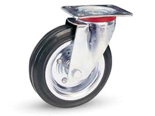 Ruote Industriali In Gomma Con Piastra Girevole 80 Ø Mm.180X50 Piastra Mm.140X110 225H. P. Kg.170 Avo