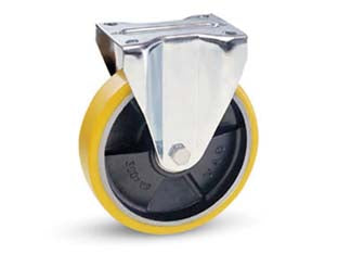 Ruote Industriali In Poliuretano Con Piastra Fissa 22A Ø Mm.200X45 Piastra Mm.140X110 235H. P. Kg.300 Avo