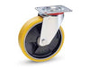 Ruote Industriali In Poliuretano Nucleo Ghisa Con Piastra Girevole22 Ø Mm.200X40 Piastra Mm.140X110 235H. P. Kg.300 Avo