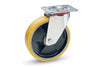 Ruote Industriali In Poliuretano Nucleo Ghisa C/Piastra Girevole22Se Ø Mm.150X30 Piastra Mm.100X85 181H. P. Kg.200 Avo