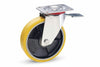 Ruote Industriali Poliuret. Nucleo Ghisa E Piastra Girevole Freno 24 Ø Mm.100X25 Piastra Mm.100X85 128H. P. Kg.120 Avo