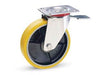 Ruote Industriali Poliuret. Nucleo Ghisa E Piastra Girevole Freno 24 Ø Mm.100X25 Piastra Mm.100X85 128H. P. Kg.120 Avo