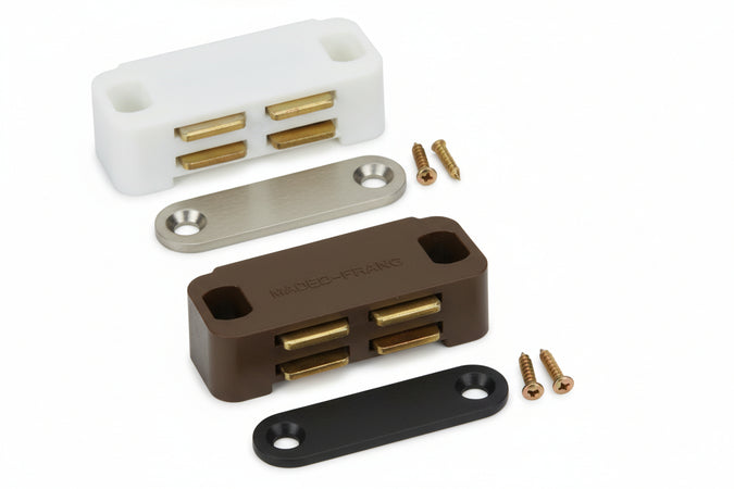 Cricchetti Magnetici Piccoli- - Mm.35X15X12H. Attrazione Kg.3 Marrone (Uc9) - 12 Pezzi Varec