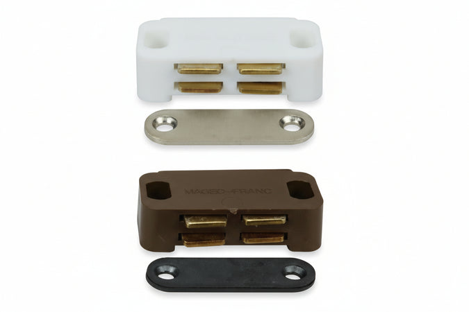 Cricchetti Magnetici Piccoli- - Mm.45X21X13H. Attrazione Kg.3,5 Bianco Ucn10 - 12 Pezzi Varec