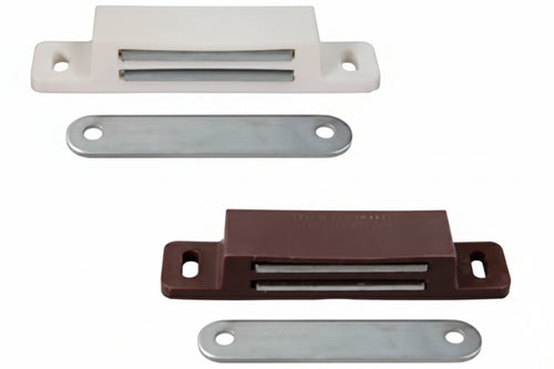 Cricchetto Magnetico Rettangolare Gigante- - Mm.87X20X15H. In Plastica Bianca - 25 Pezzi