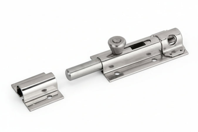 Catenaccio Portalucchetto Inox Leggero Asta Tonda Art.248In- - Mm.100X36 - 2 Pezzi Aldeghi