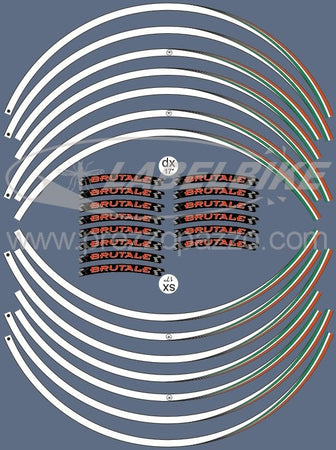 KIT STRISCE ADESIVE compatibili per MOTO MV AGUSTA BRUTALE stickers CERCHI 17"