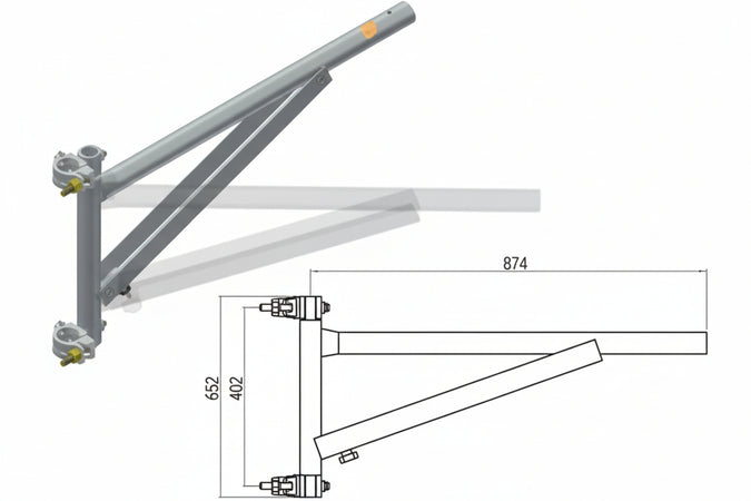 Braccio A Palo Per Carrucola Di Sicurezza Kg.150 Mm.874X452
