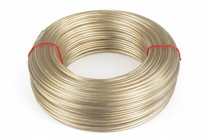 Cavetto Acciaio Ottonato Rivestito In Pvc Trasparente- - Ø Mm.8 In Rotoli Da Mt.100 - 100 Mt