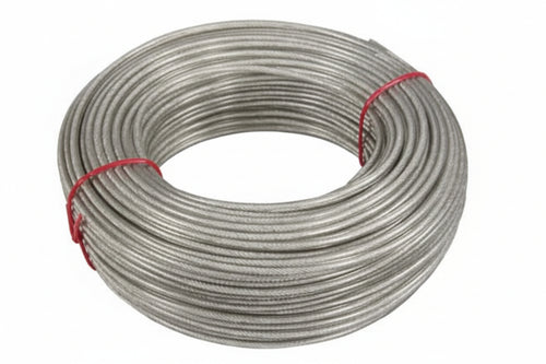 Cavetto Acciaio Zincato Rivestito In Pvc Trasparente- - Ø Mm.5 In Rotoli Da Mt.100 - 100 Mt