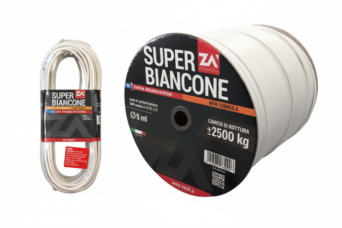 Cavetto Acciaio Rivestito In Pvc Bianco In Acciaio Zincato- - Ø Mm.5 In Rotoli Mt.500 - 500 Mt