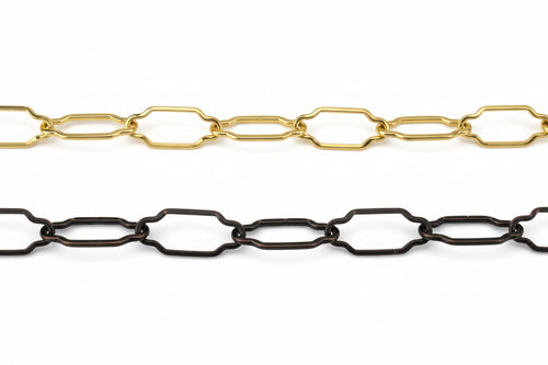 Catena Sagomata Per Lampadari- - Ø Mm.2,5X44X20 In Ferro Ottonato - 10 Mt