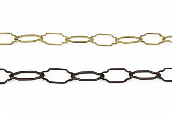 Catena Sagomata Per Lampadari- - Ø Mm.2,5X44X20 In Ferro Bronzato - 10 Mt