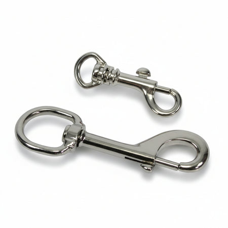 Moschettoni A Scatto Con Anello Girevole In Acciaio Nichelato- - Mm.70 Piccoli - 25 Pezzi Quality