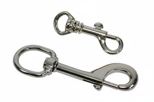 Moschettoni A Scatto Con Anello Girevole In Acciaio Nichelato- - Mm.90 Grandi - 20 Pezzi Quality