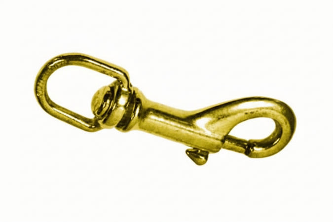 Moschettoni Redine Lungo Con Girello In Ottone Lucido- - Mm.68 Con Asola Da Mm.12 - 5 Pezzi