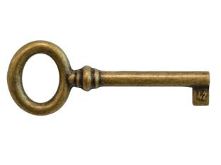 Chiavi Per Mobili Mod.33728 In Ottone Florence- - Mm.29X77 Lunghezza Gambo Mm.42 - 10 Pezzi Metalstyle