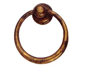 Maniglie Per Mobili Ad Anello Snodate Mod.09202 In Ottone Anticato- - Mm.40X46H. - 5 Pezzi Metalstyle
