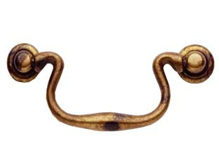 Maniglie Per Mobili Snodate Mod.03019 In Ottone Anticato- - Mm.86X40H. - Interfori Mm.64 - 5 Pezzi Metalstyle