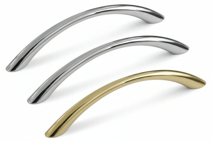 Maniglie Per Mobili Fisse Mod.Up82 In Zama- - Interfori Mm.96 Ottonato Lucido - 10 Pezzi Metalstyle