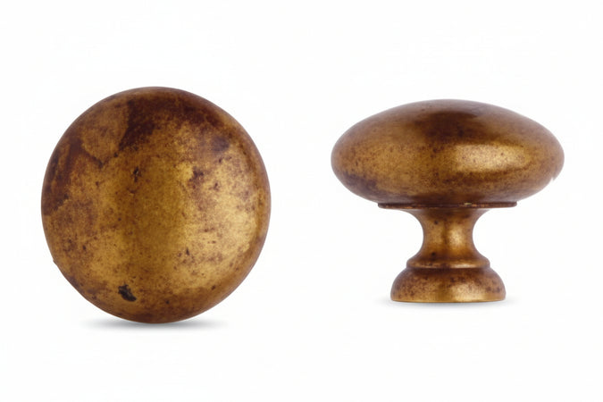 Pomoli Per Mobili Mod.24228 In Ottone Anticato- - Ø Mm.27 - 5 Pezzi Metalstyle